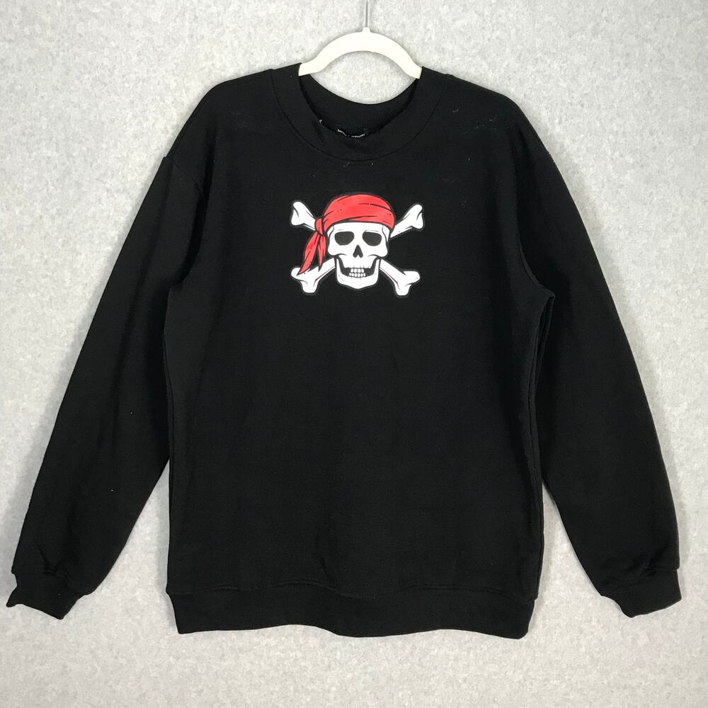 Better Together Sweatshirt Large Black Pirate Halloween Skull Goth Soft Cozy